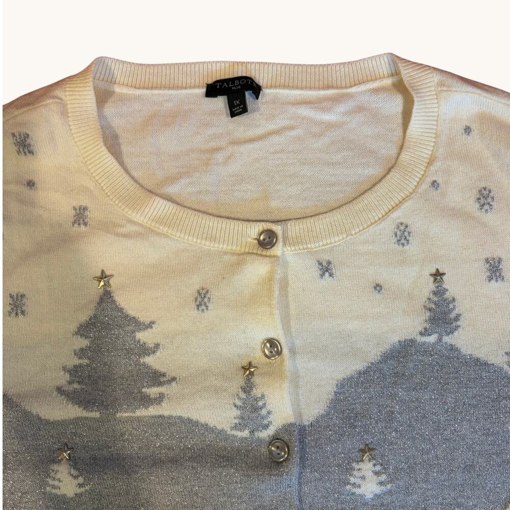 TALBOTS Women's Winter Tree Cardigan Sweater Size 1X Cotton Blend